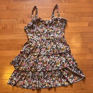 Tiered ruffle dress sleeveless straps floral